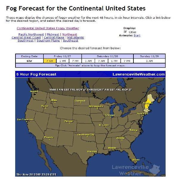 Fog Forecast for the Continental United States