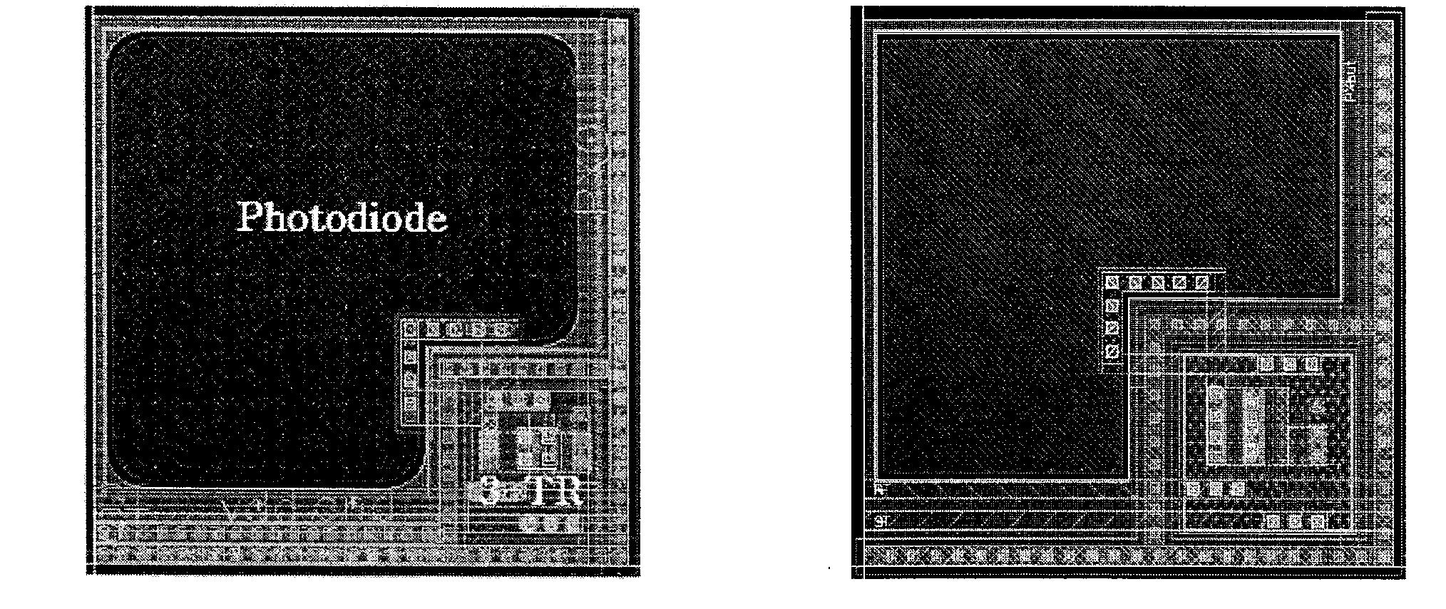 N+/Pwell 포토다이오드를 가지는 3-Tr APS layout : 칩1(좌), 칩2(우)