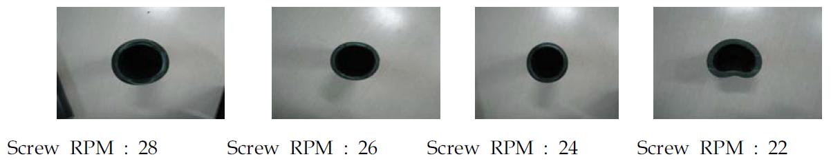 63 mmϕ PB관 생산시 Screw RPM에 따른 PB관 사진