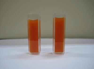 Kimchi juice in cuvette for NIR analysis.