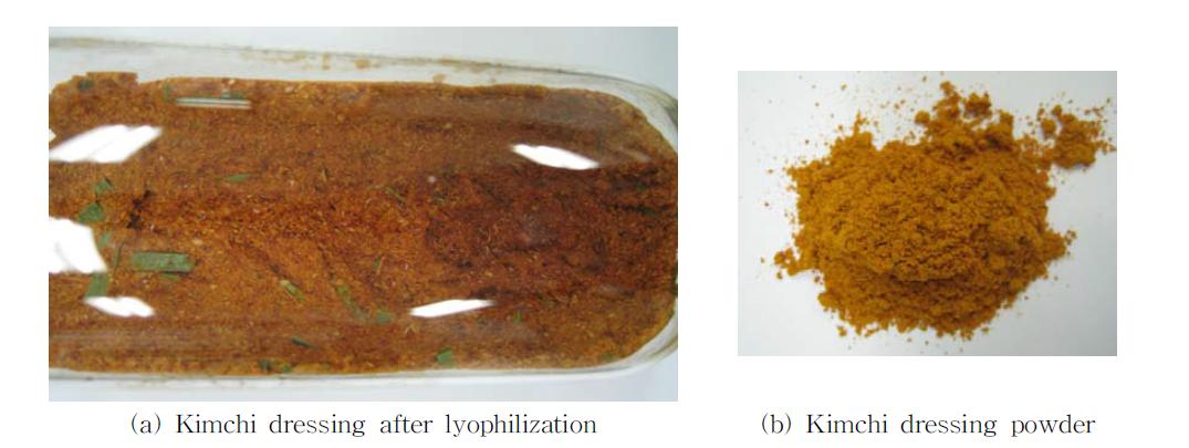 Kimchi dressing powder after lyophilization.