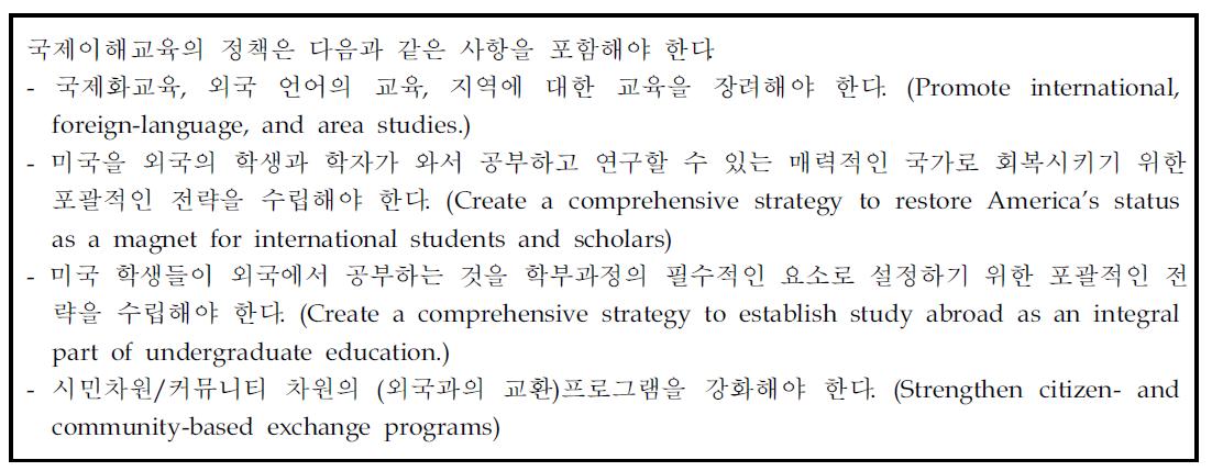 NAFSA의 국제이해교육 목표