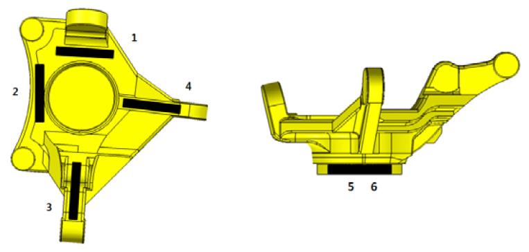 Positions of sample for tensile test