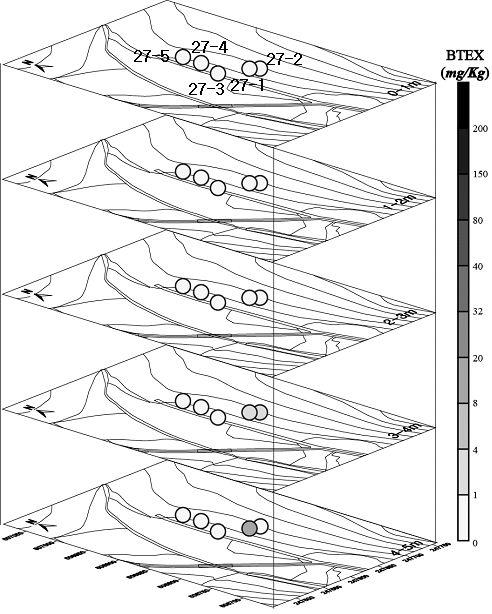 D사단 수송대대 지역 토양 내 BTEX 오염분포도