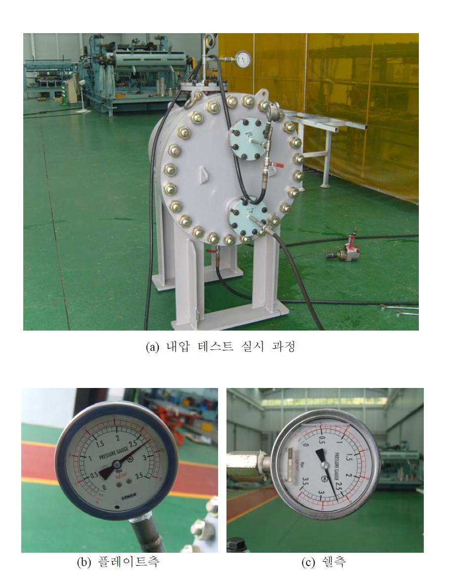 시제품에 대한 내압 테스트