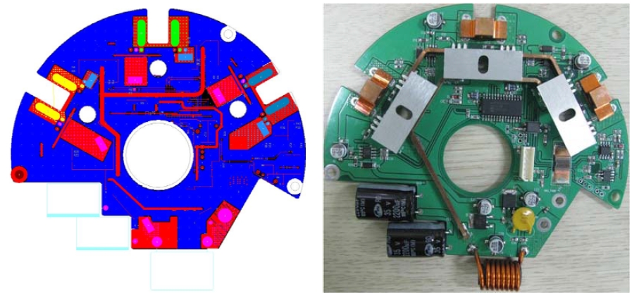 2차년도 제어기의 PCB Artwork과 제작된 PCB Ass