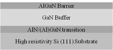 소자 제작에 사용한 AlGaN/GaN 이종 접합 박막 웨이퍼 구조