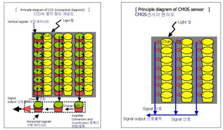 CCD 및 CMOS 이미지 센서.