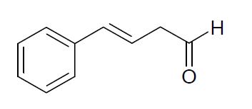 Cinnamylaldehyde의 화학구조.