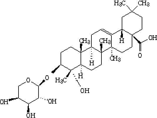 Chemical structure of cauloside A isolated from Dipsacus asper roots.