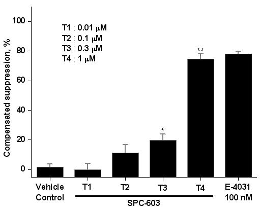 Effects of the vehicle, A668 and E-4031 on cloned hERG channels expressed in Chinese Hamster Ovary (CHO) cells