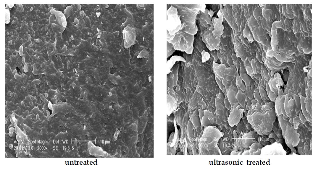 untreated & ultrasonic treated 폐타이어분말