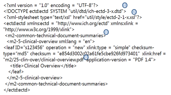 eCTD의 XML 예제