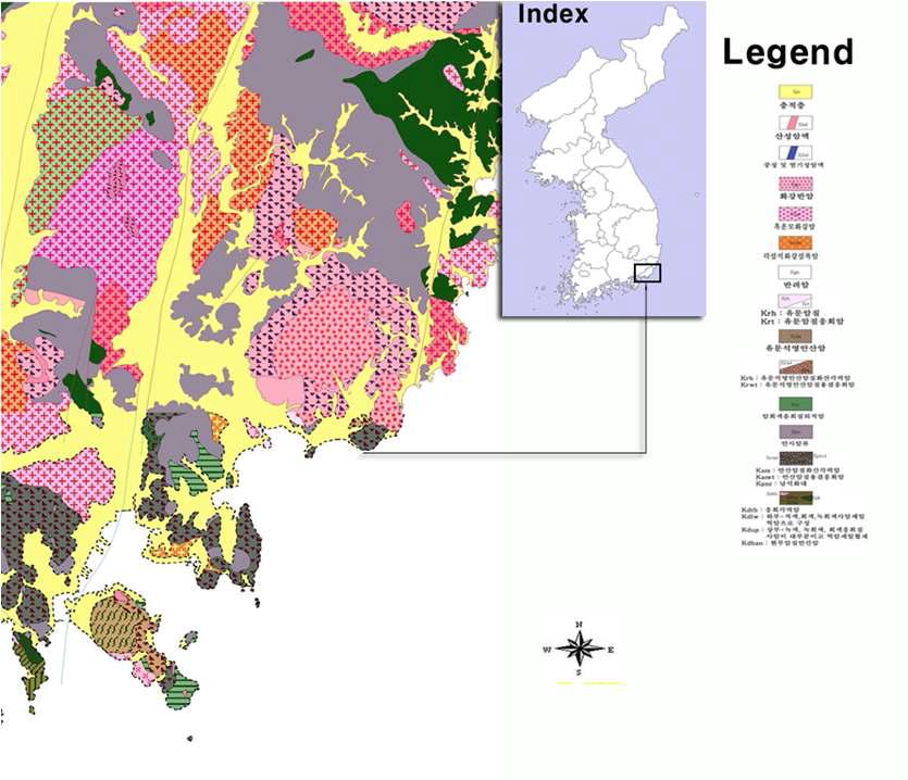 연구지역의 지질도