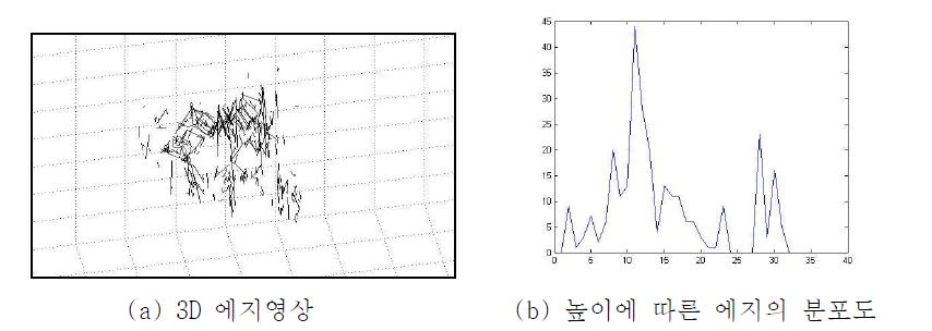 추출된 3D 에지 영상의 높이정보