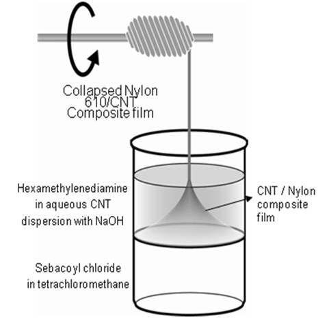 계면중합을 이용한 Nylon 610/탄소나노튜브 복합체 제조 모식도