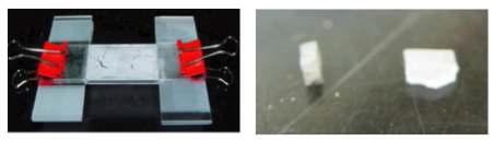 Specimen preparation method for the FE-SEM and EDXA. (a) Specimen mold frame, (b) Typical specimen shape and size.