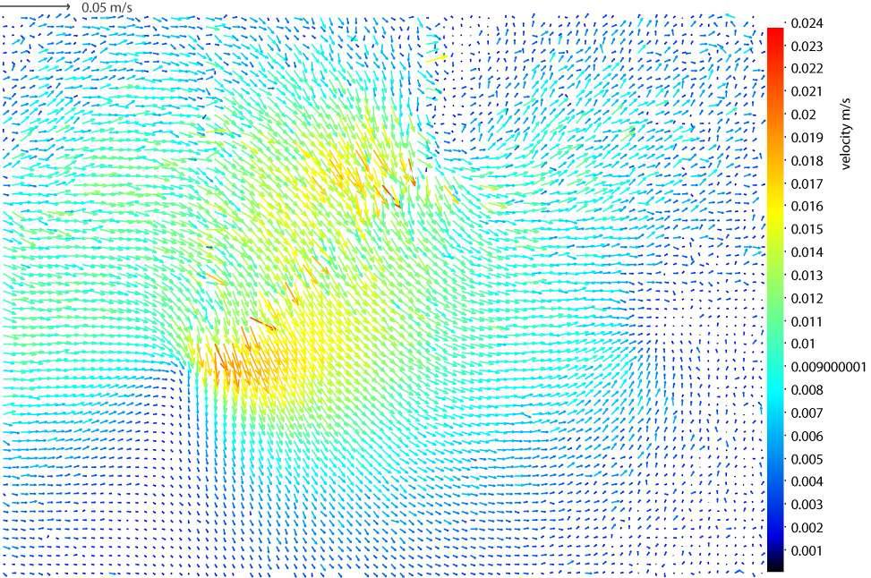 F3의 40rpm 시의 속도 vector 장