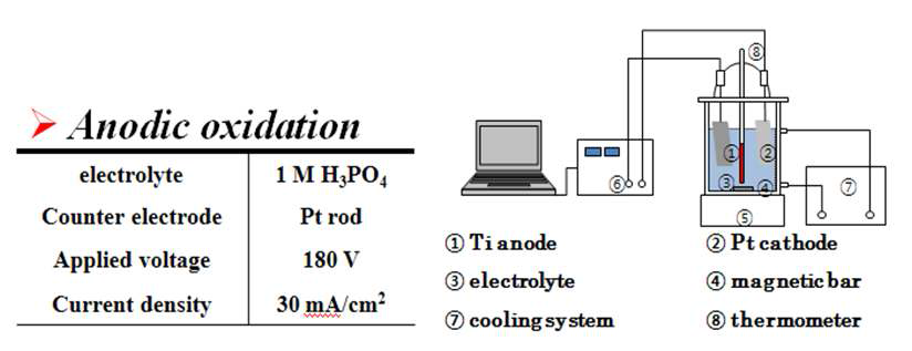 Experimental conditions and apparatus of anodic oxidation.