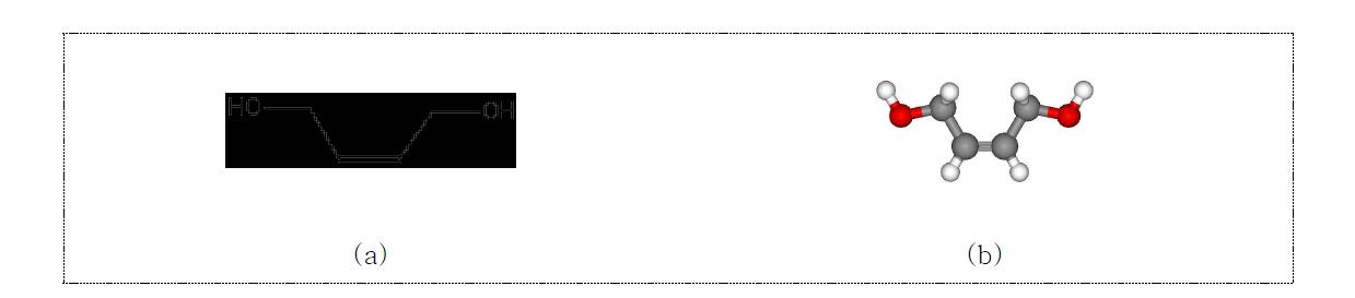 2-butene-1,4-diol. (a) 구조식 (b) 안정한 분자 모델