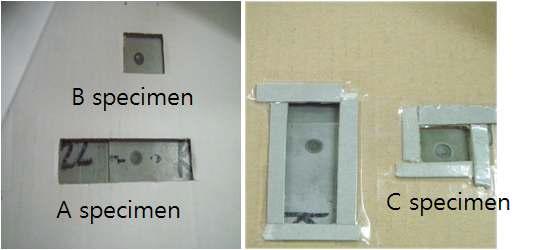 Spot weldig specimen A,B,C