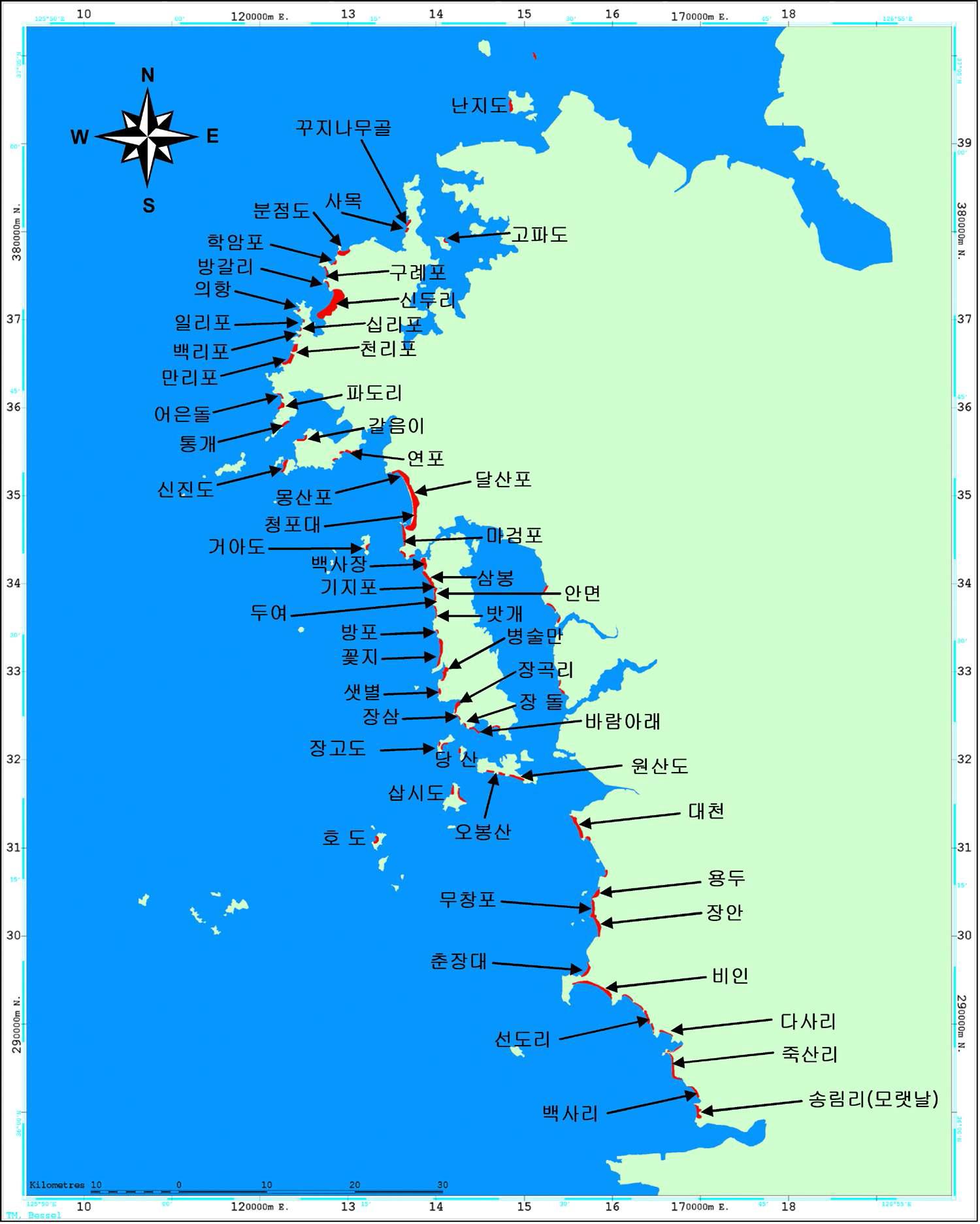 충남 해빈해안 위치도