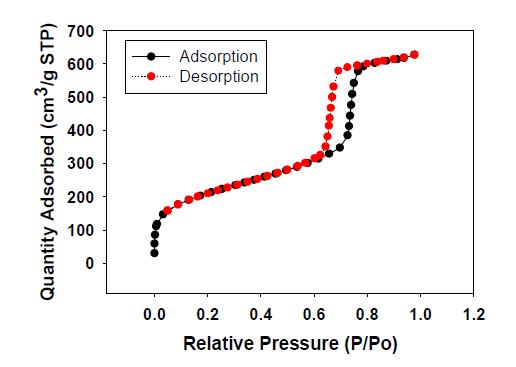 메조포러스 실리카의 등온 질소 흡착-탈착 실험
