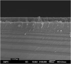 FE-SEM micrograph of Sn0.67Fe0.33O2 thin film on Si(100) substrate.