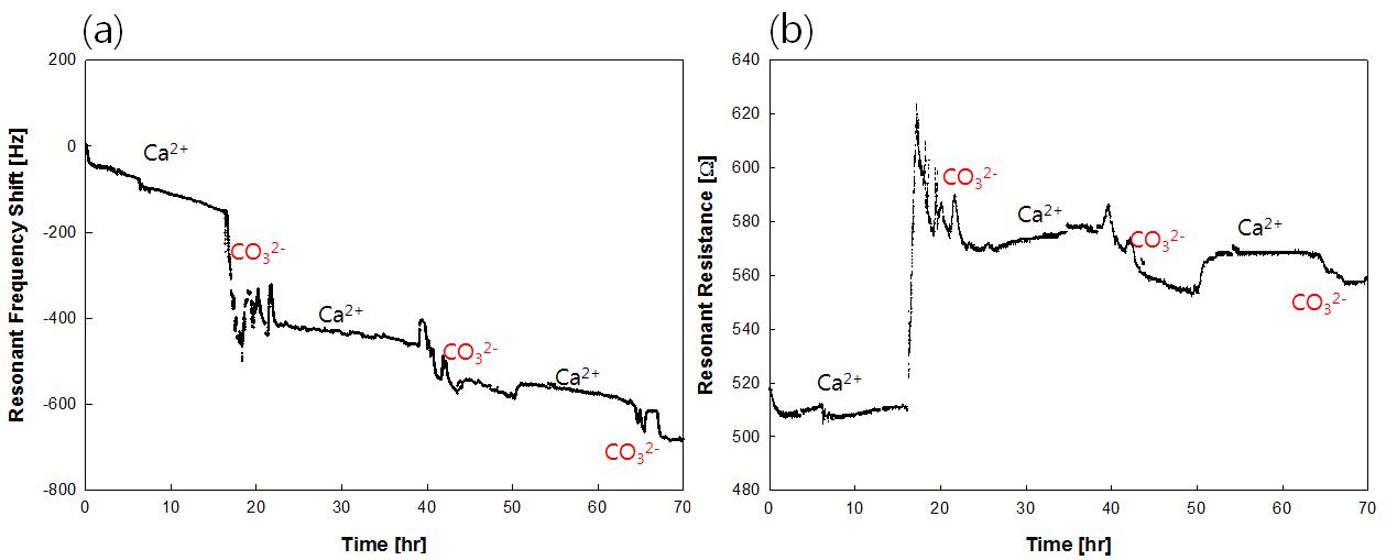 0.3 mM 탄산나트륨과 3 mM염화칼슘을 이용한 바이오미네랄 점탄성 거동측정(no stirring).