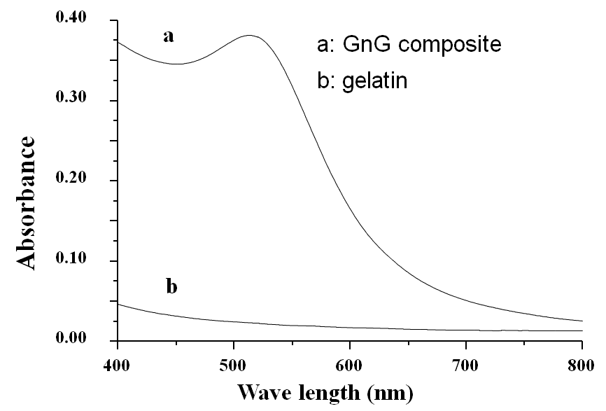나노 골드-젤라틴 입자의 UV spectrum