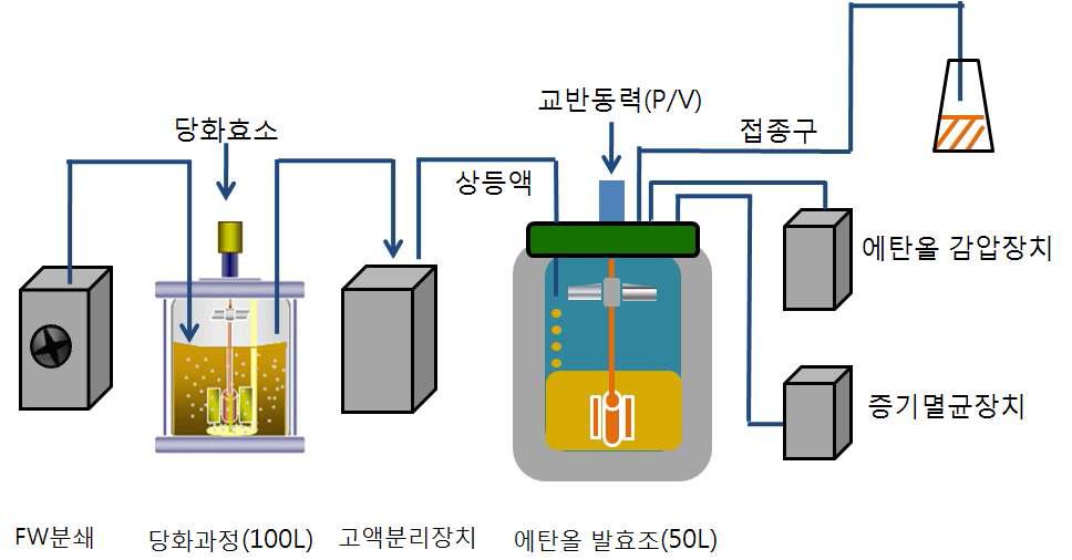Scale-up된 회분식 에탄올 발효 시스템 (50 L)