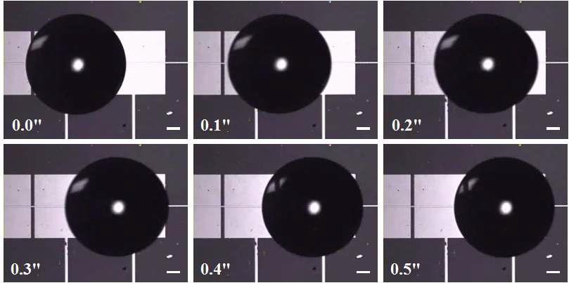 CCD images of the moving water droplet at 10 V with 0.1 s interval.