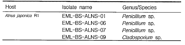 Fungal flora from other rhizosphere sample of japanese alder (Alnus japonica) from Byeonsan, Seosan