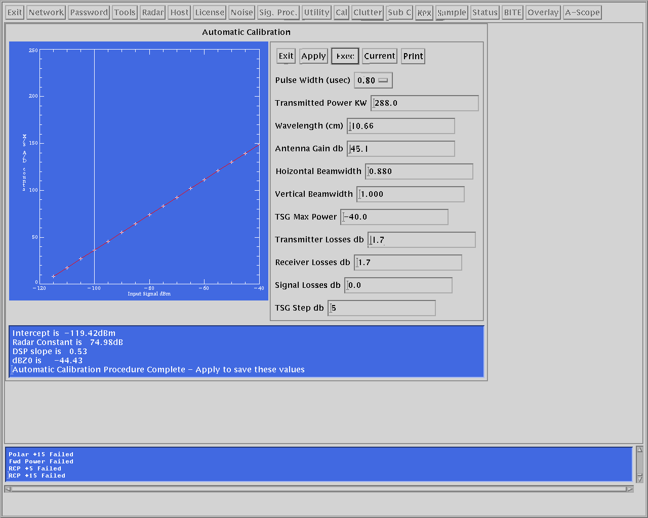 AUTOMATIC CALIBRATION MENU