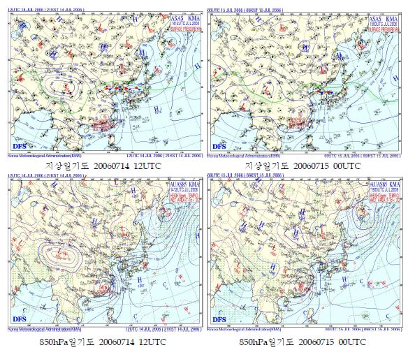 지상 및 850hPa 일기도