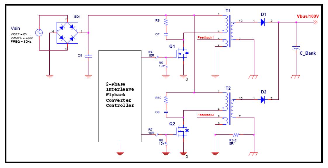 2-Phase Interleave Flyback Converter 회로