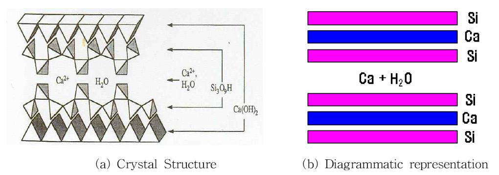 Crystal structure and diagrammatic representation of tobermorite