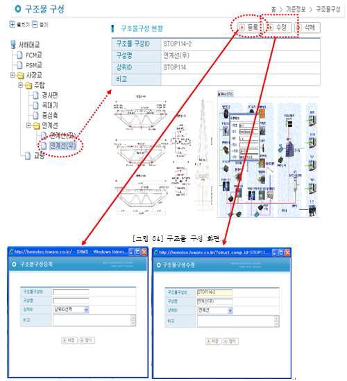 구 조 물 구 성 신 규 등 록 수 정 팝 업 화 면