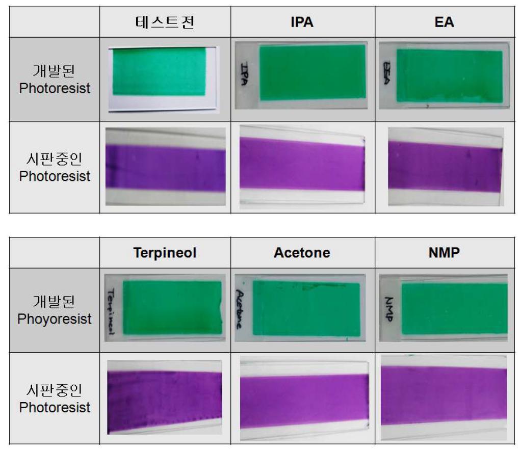 Photoresist의 내용제성 Test