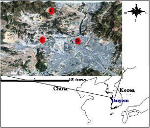 Air sampling sites in Daejeon city, Korea