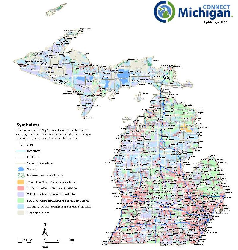 Michigan주의 Broadband Inventory Map(Statewide)