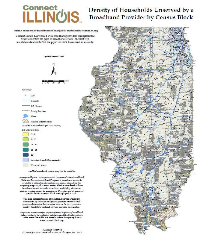 Illinois주의 Broadband Density Map(Statewide)