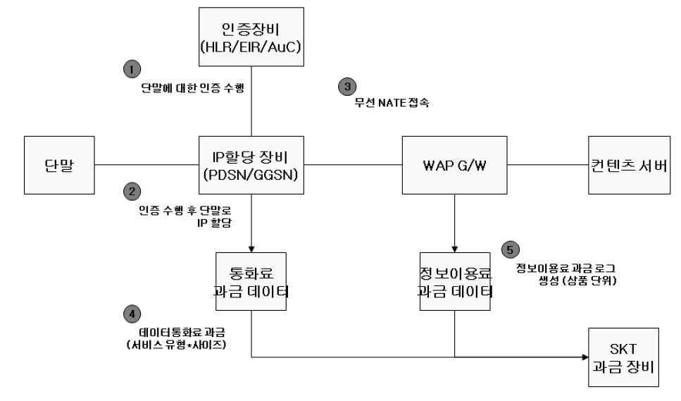 무선 인터넷 데이터 통화료 과금 논리 구성도 (SK텔레콤)