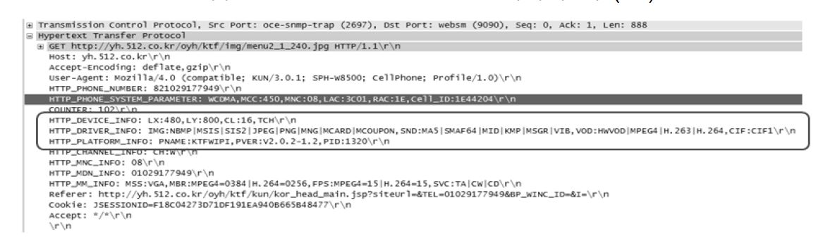 HTTP Protocol 내역의 예 (KT)