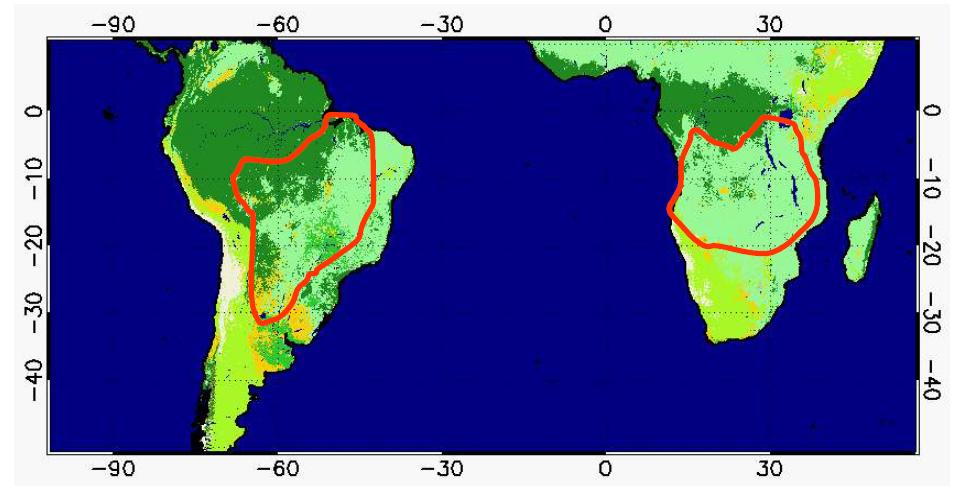 MODIS LAI/FPAR Biomes Land Cover classification in 2004.