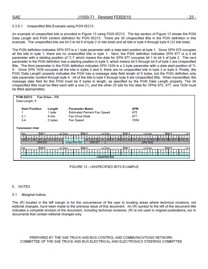 SAE-J1939-71-1994, Vehicle Application Layer (Through February 2009)의 일부