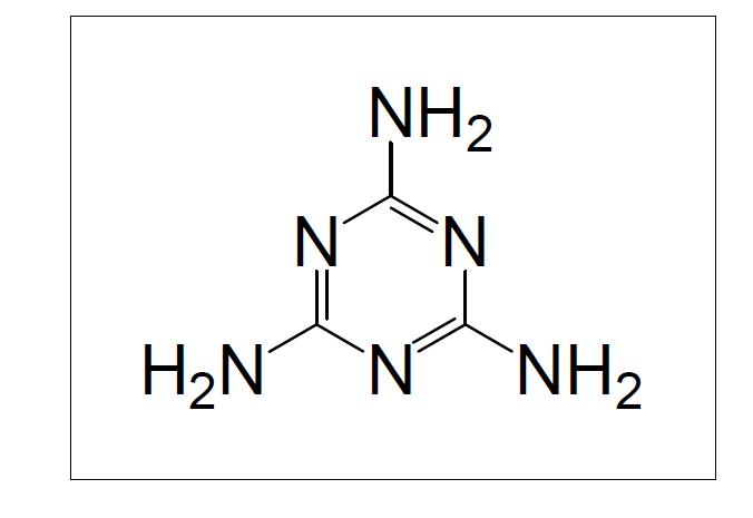 Chemical structure of melamine.