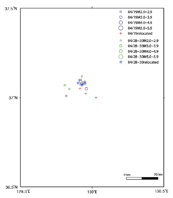 Fig. 3.1.4. Epicentral map of earthquakes in 'eqs1'.