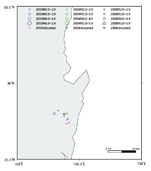 Fig. 3.1.8. Epicentral map of earthquakes in 'eqs3'.