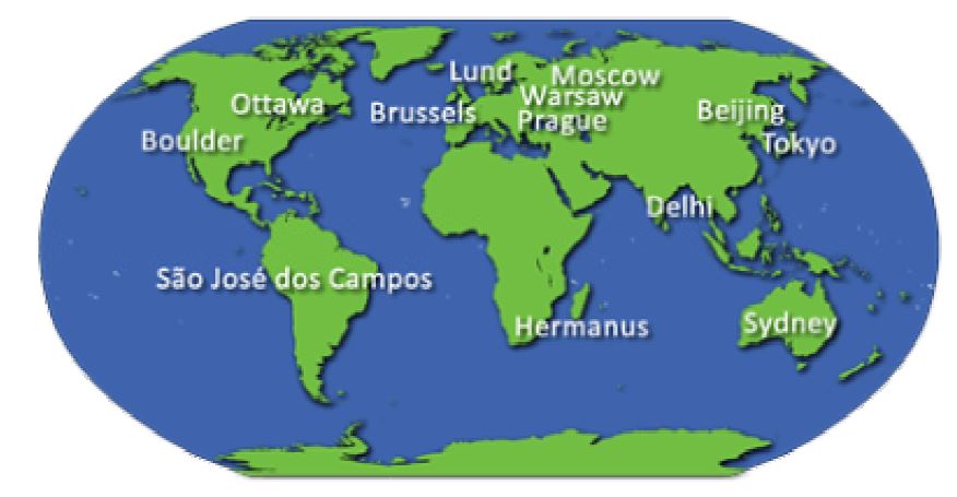 Fig. 5.1.15. Regional Warning Center(RWC) of International Space Environment Service.